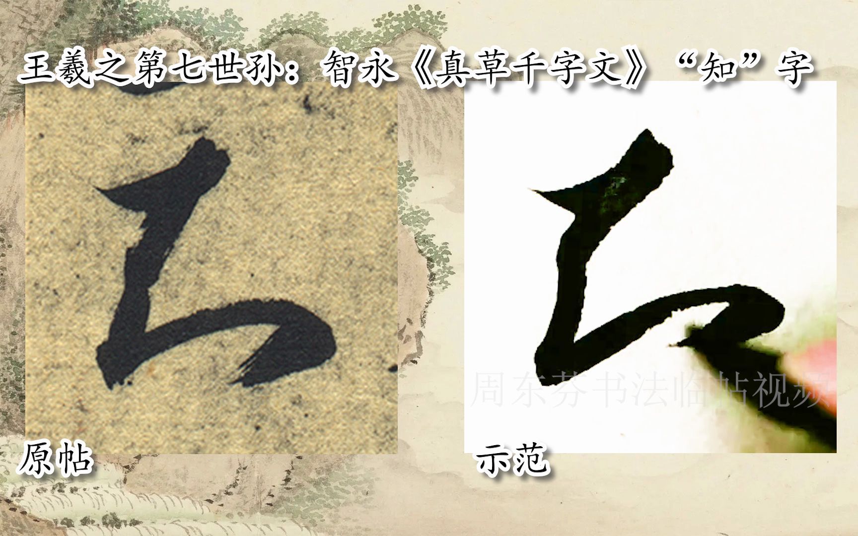 [图]【每日一字】书法视频，周东芬临隋智永《真草千字文》“知”字