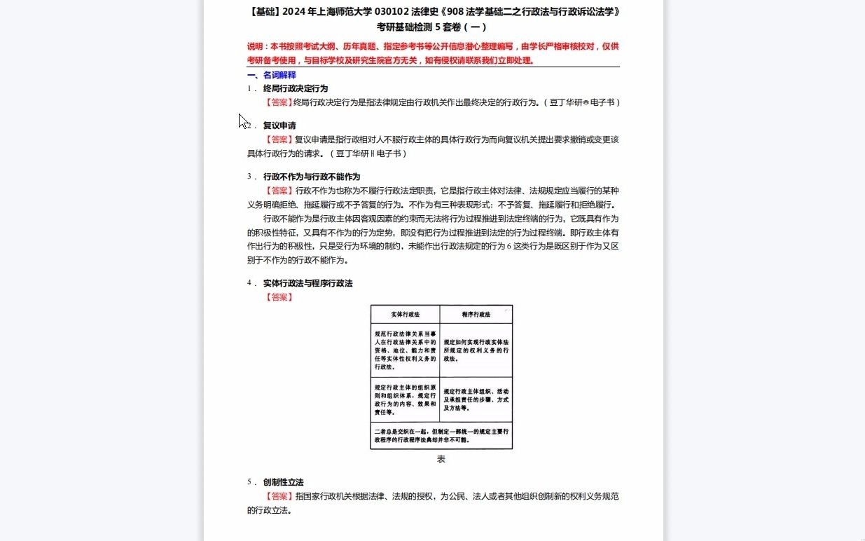 [图]C486140【基础】2024年上海师范大学030102法律史《908法学基础二之行政法与行政诉讼法学》考研基础检测5套卷资料复习笔记历年真题