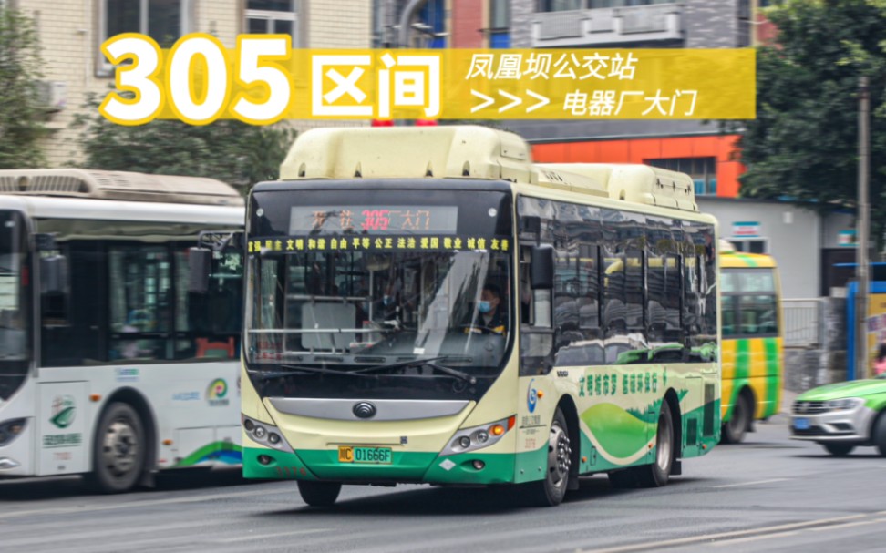 【区间 大为不同】自贡公交305路区间 凤凰坝公交站→电器厂大门 前方