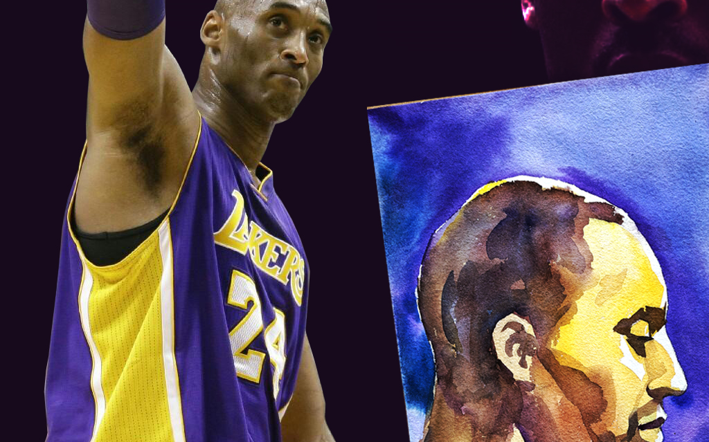 p林手绘 水彩速写 科比布莱恩特_哔哩哔哩 (゜-゜)つロ 干杯