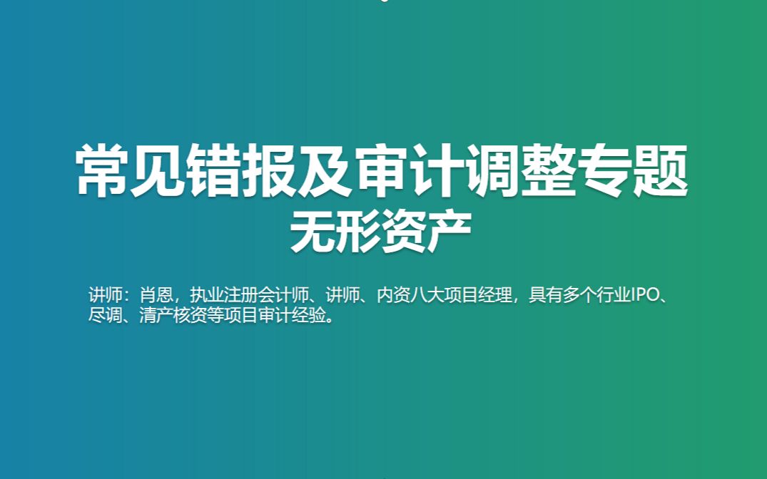 常见错报及审计调整专题无形资产哔哩哔哩bilibili