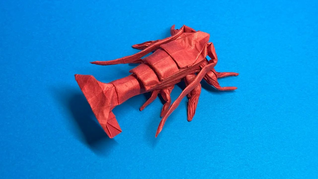 龙虾 折纸教程 一枚の折り紙で作る エビ full
