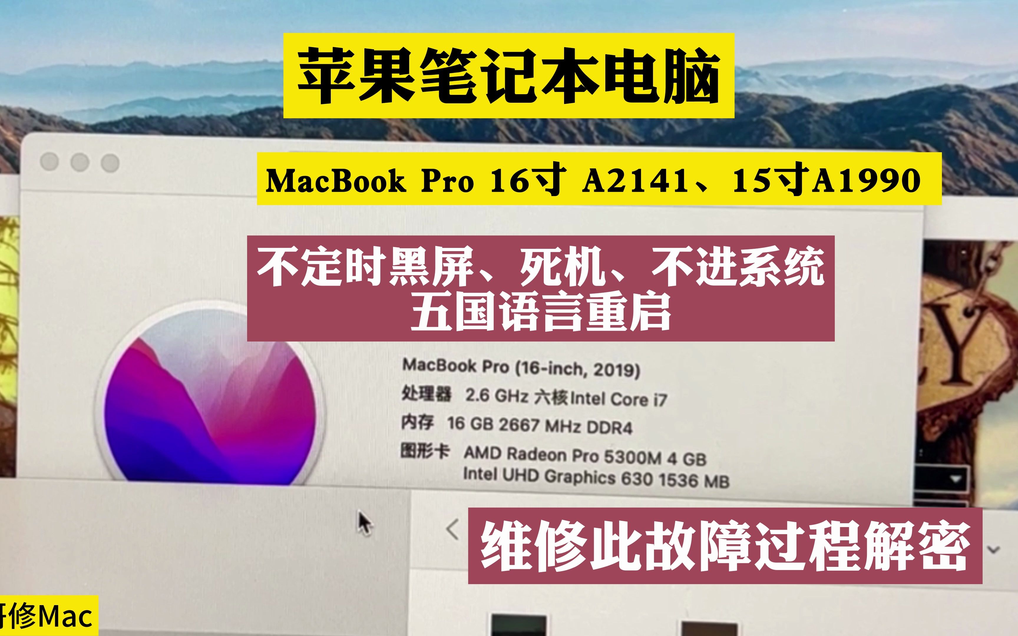 苹果笔记本电脑 MacBook Pro 16 寸 A2141及15寸 A1990 黑屏 死机 不进系统 五国语音 六国语音重启 通病维修案例分享哔哩哔哩bilibili