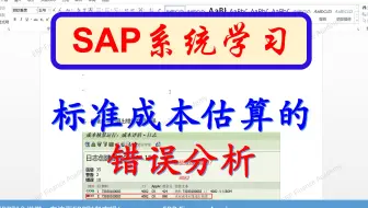 SAP软件 CK11N估算标准成本的错误分析