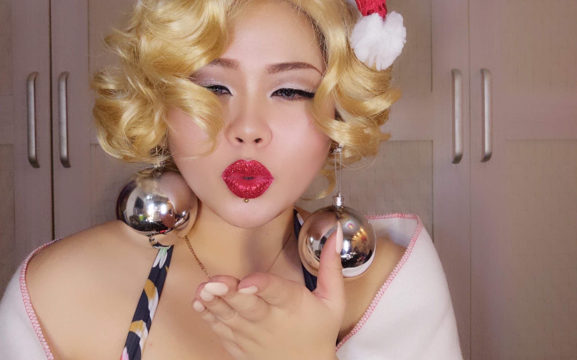 圣诞节 圣诞节妆容 玛丽莲梦露仿妆 欧美妆容