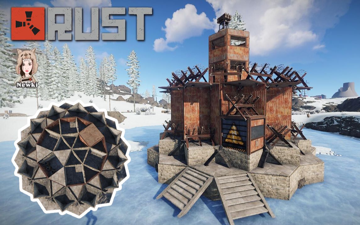 【newki视频#38】rust腐蚀-5-10人试用堡垒 新手造家教程