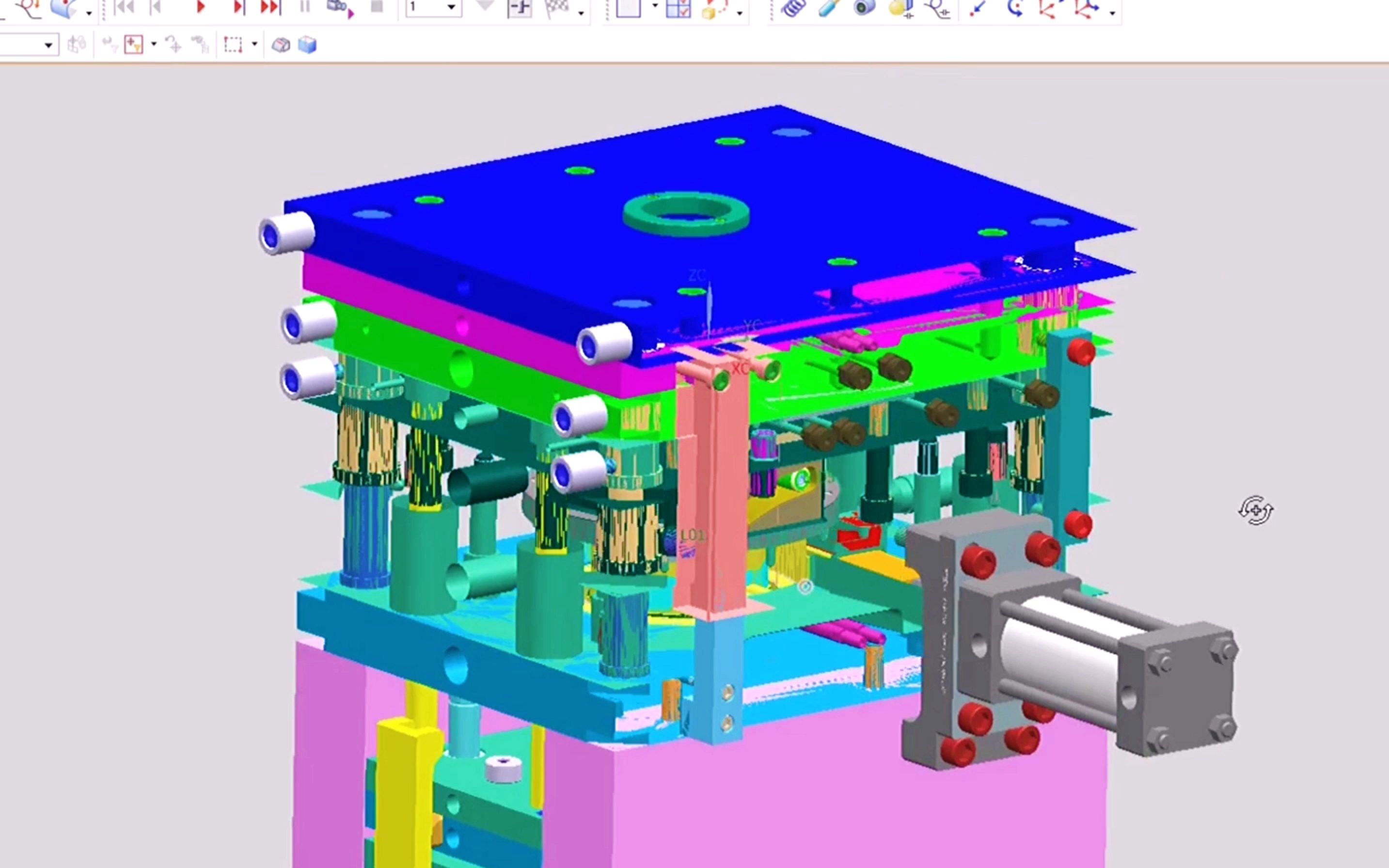 15片叶轮的复杂模具,采用油缸带动转盘旋转出模,值得收藏学习_哔哩