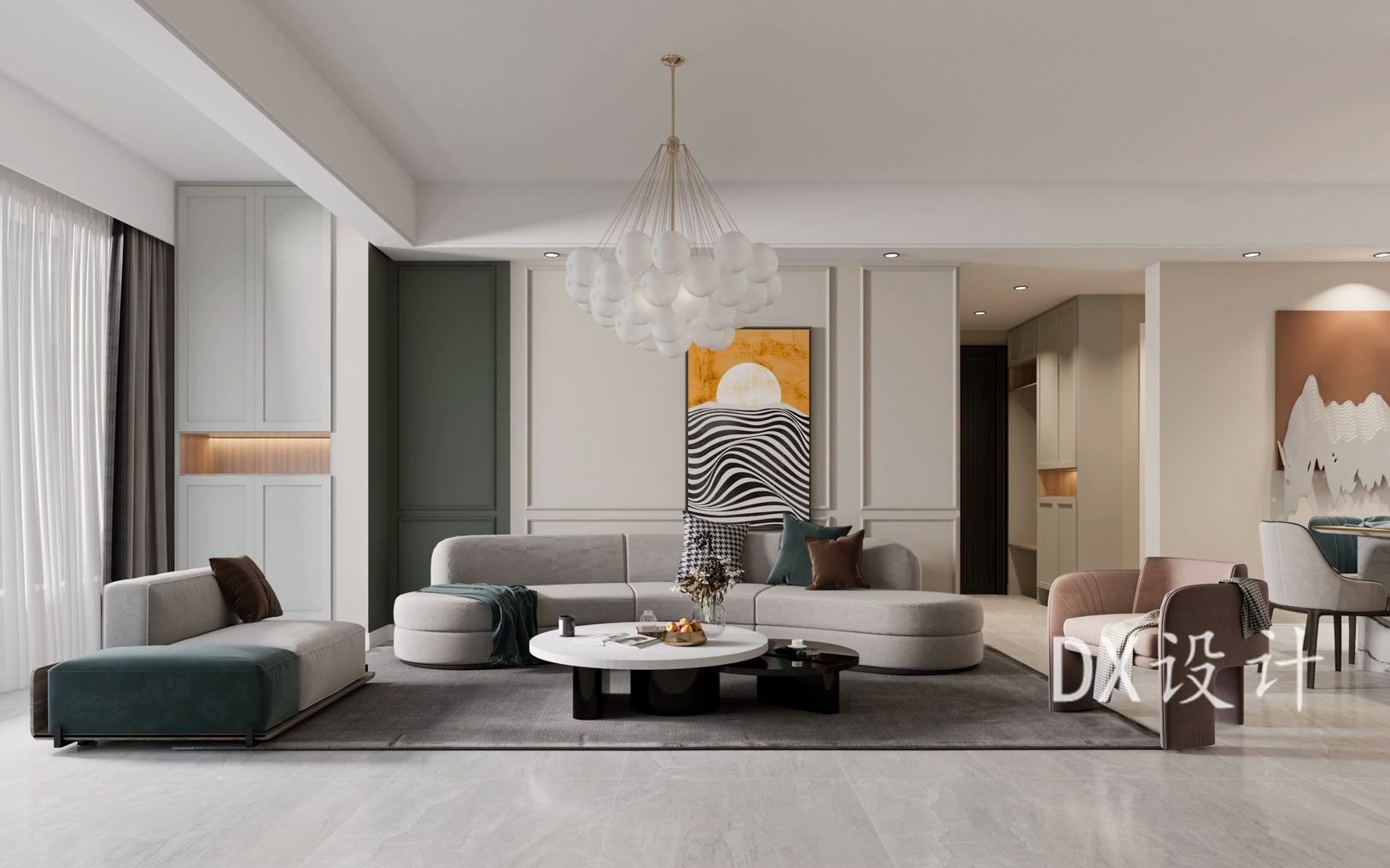 过厅软装搭配 #平层案例 现代家装客餐厅合集 #知末网