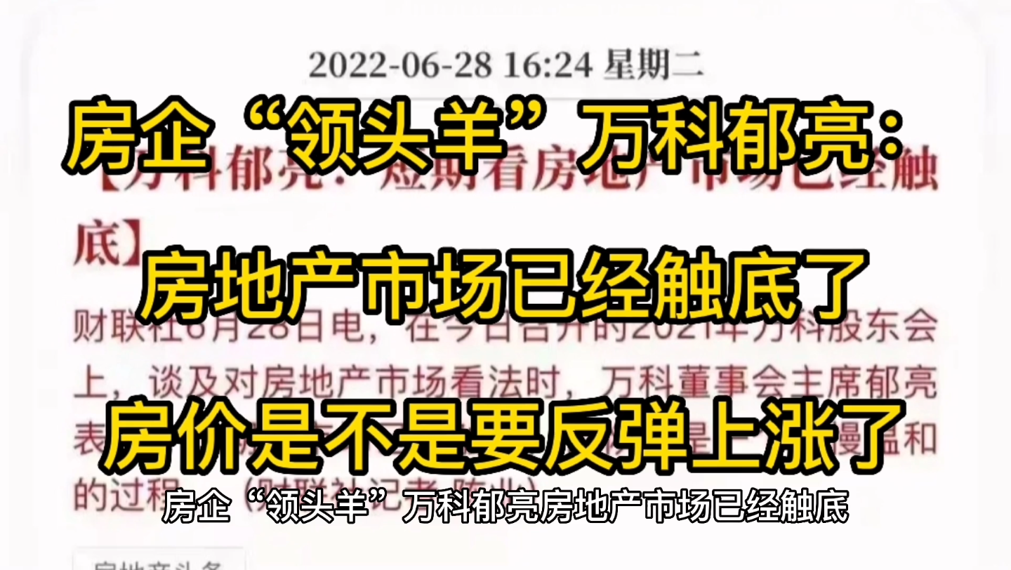 房企“领头羊”万科提出:房地产市场已经触底了,房价是不是要反弹上涨了?哔哩哔哩bilibili