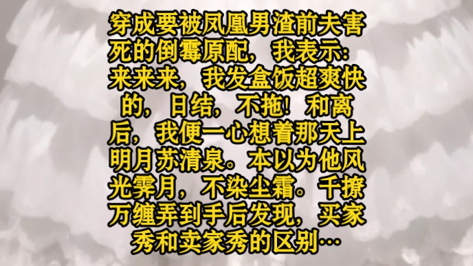 穿成要被凤凰男渣前夫害死的倒霉原配,我表示:来来来,我发盒饭超爽快的,日结,不拖!和离后,我便一心想着那天上明月苏清泉.本以为他风光霁月,...