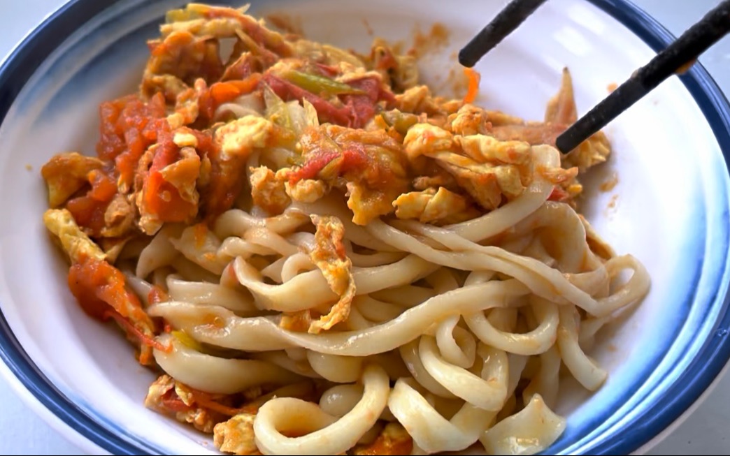西红柿鸡蛋面,拉条