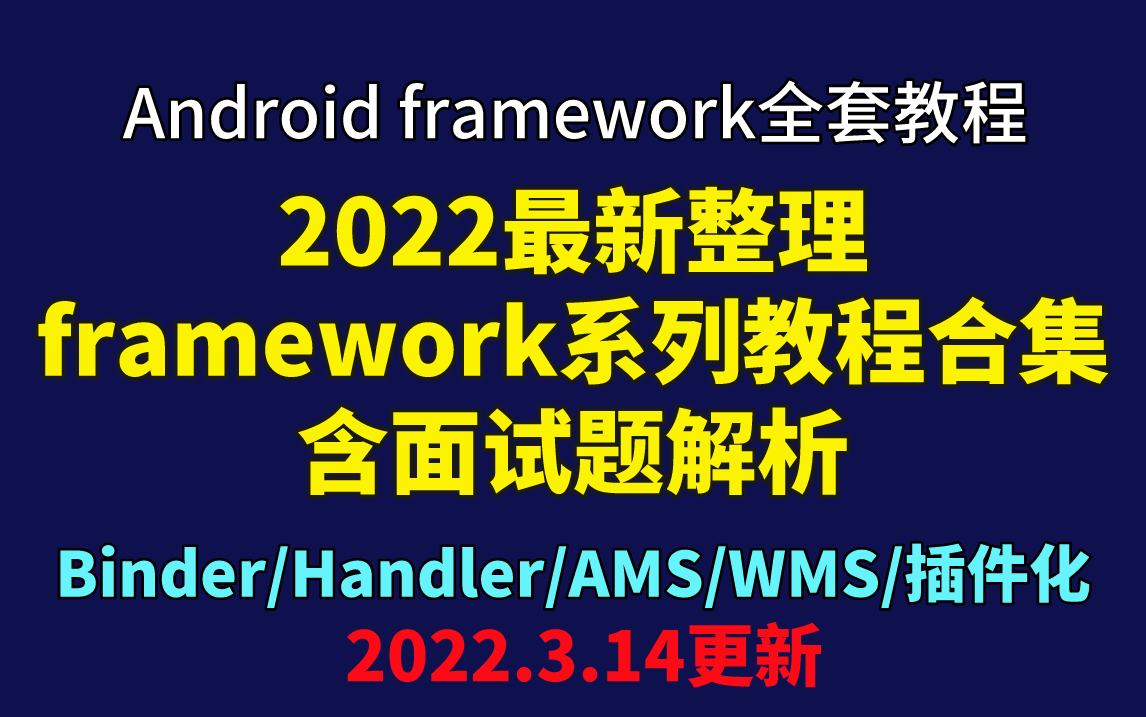 [图]【Android framework教程】2022最新整理178P合集含framework面试题解析(Binder/Handler/AMS/WMS/插件化)