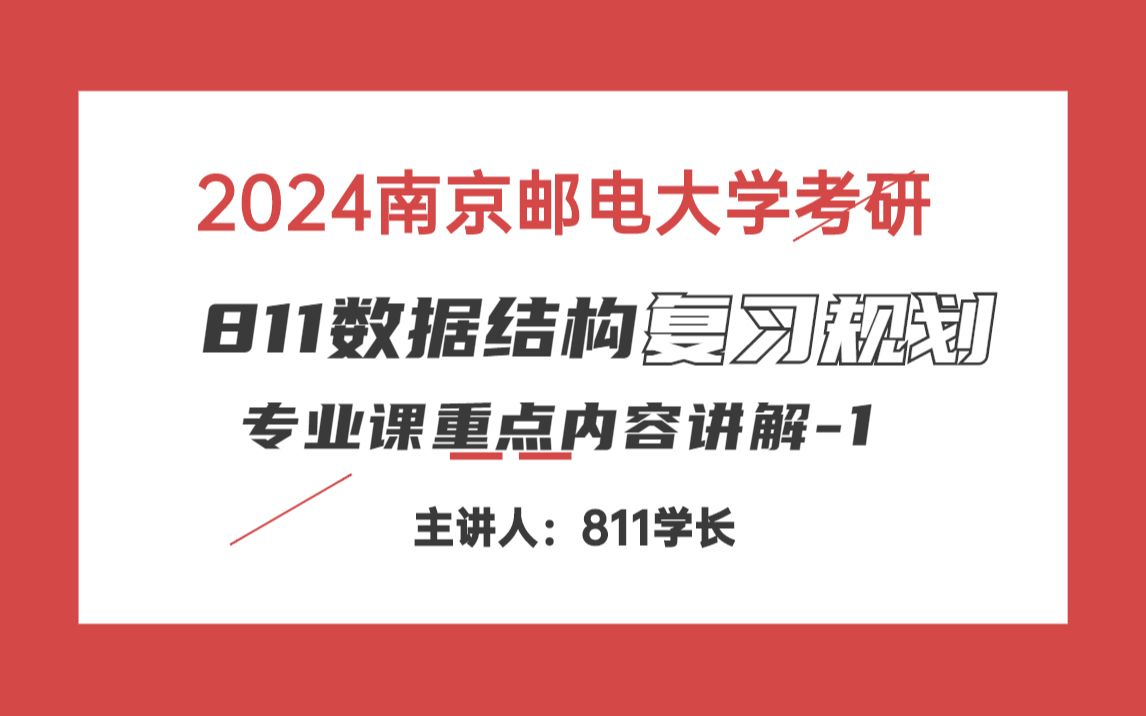 [图]2024考研南京邮电大学811数据结构 南邮811数据结构直系学长专业课重点讲座第1课时