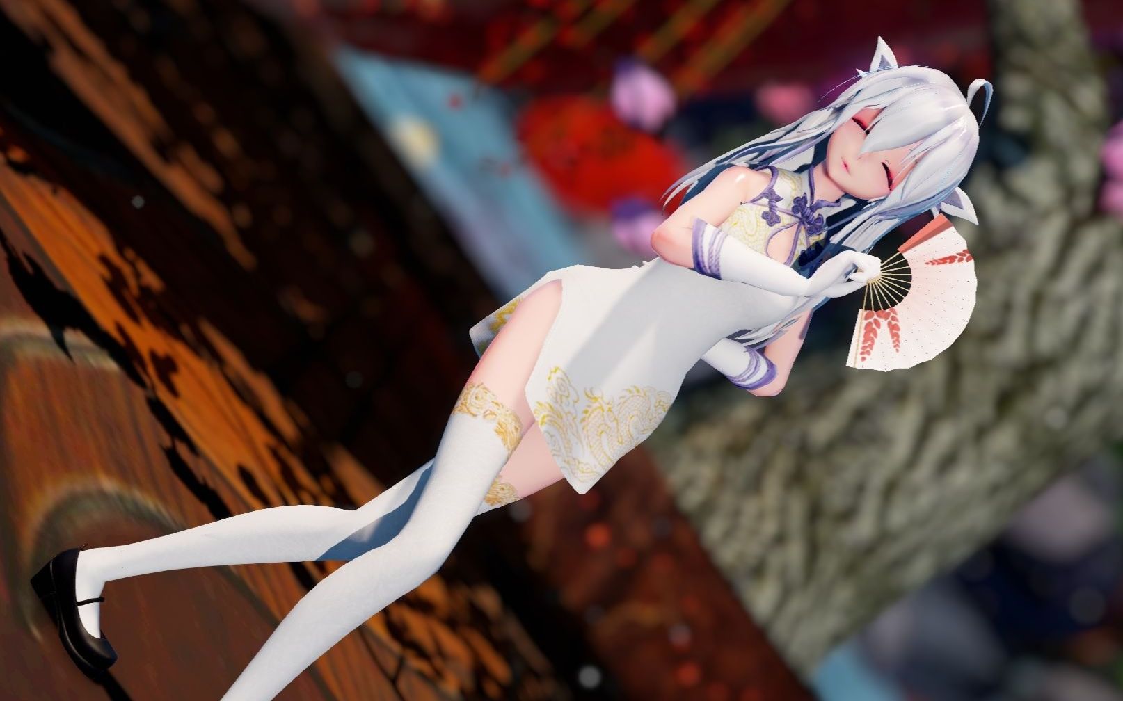 【弱音/mmd】白丝长筒过膝袜旗袍弱音