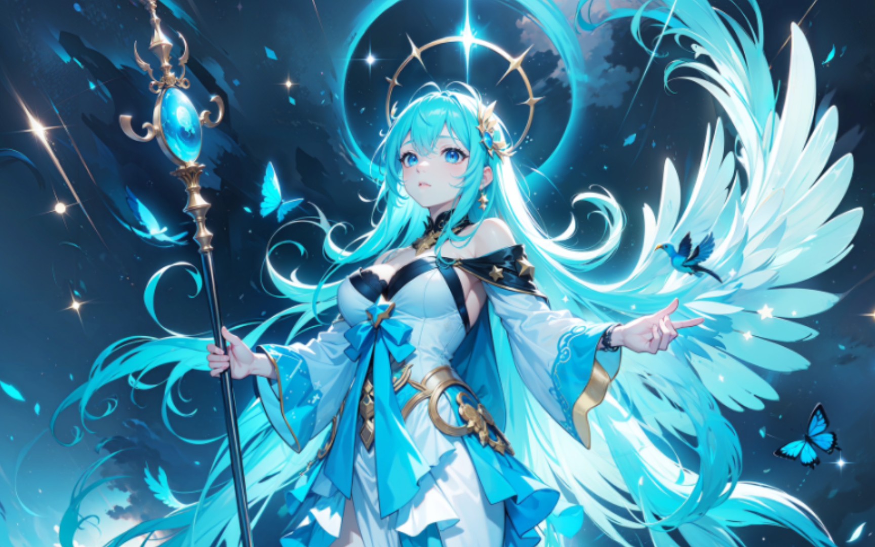 【ai辅助插画】星夜女神