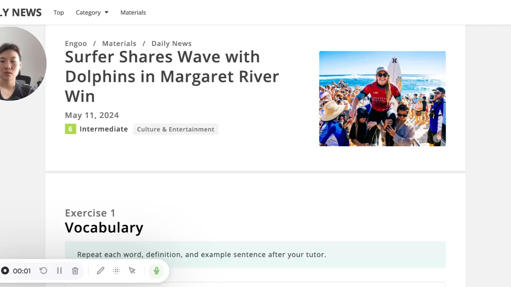 ArticleADay181 每日英语:Surfer Shares Wave with Dolphins in Margaret River Win哔哩哔哩bilibili