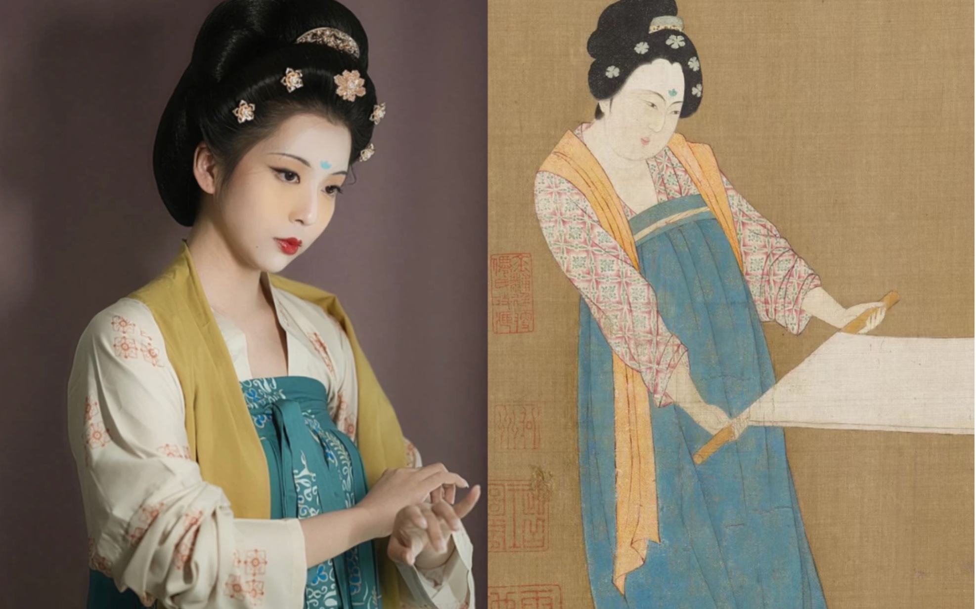 盛唐画家张萱《捣练图》服饰还原