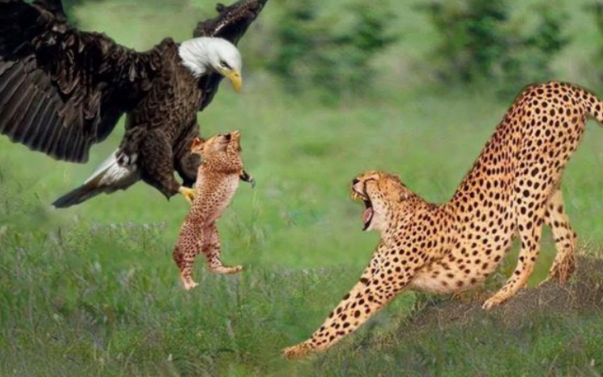 老鹰捕杀猎豹幼崽,遭猎豹千里追杀复仇,结局让人动容!