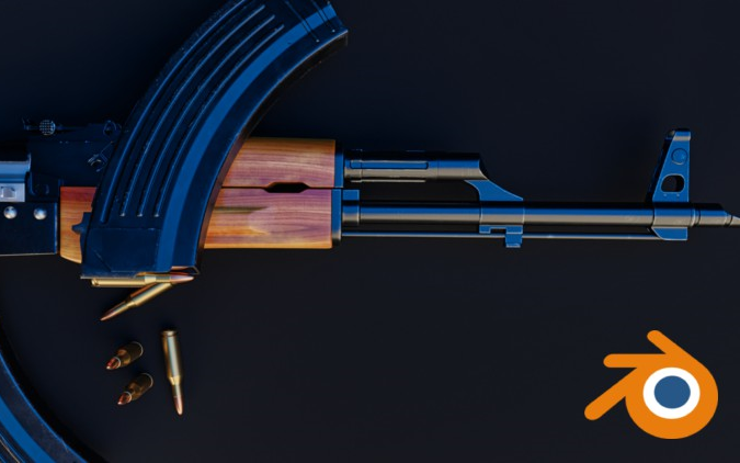 「中英字幕」udemy - blender substance painter游戏武器创造(ak47