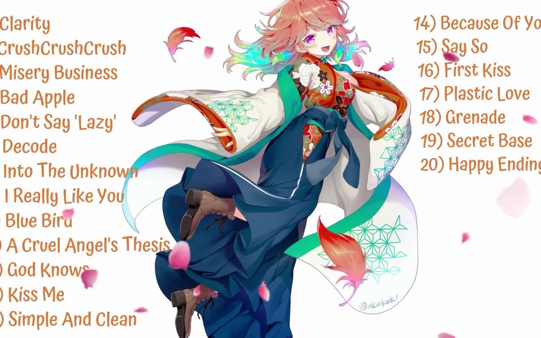 【holo liveen】小鸟游琪亚拉(takanashi kiara)歌回曲目( 20 首 )