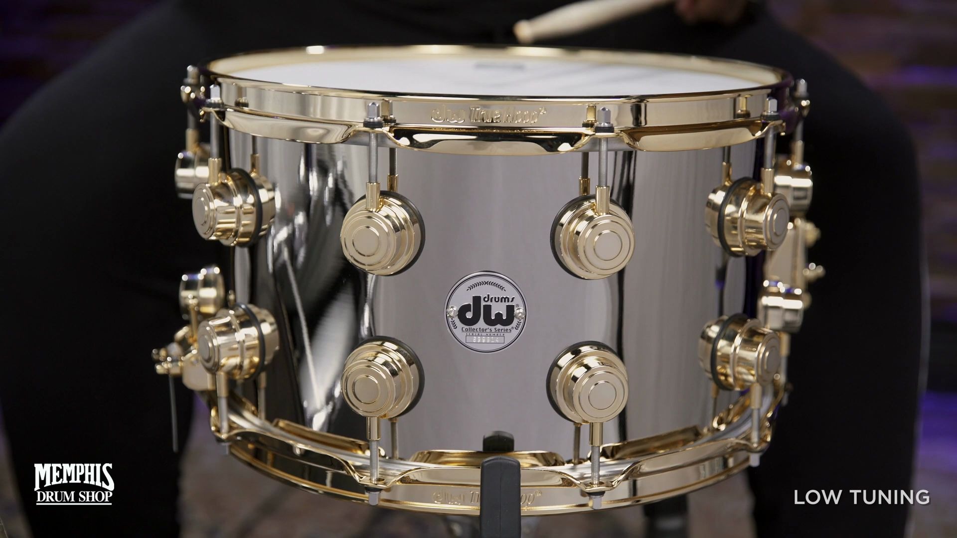听湿了-dw 14x8 collectors series nickel over brass snare drum