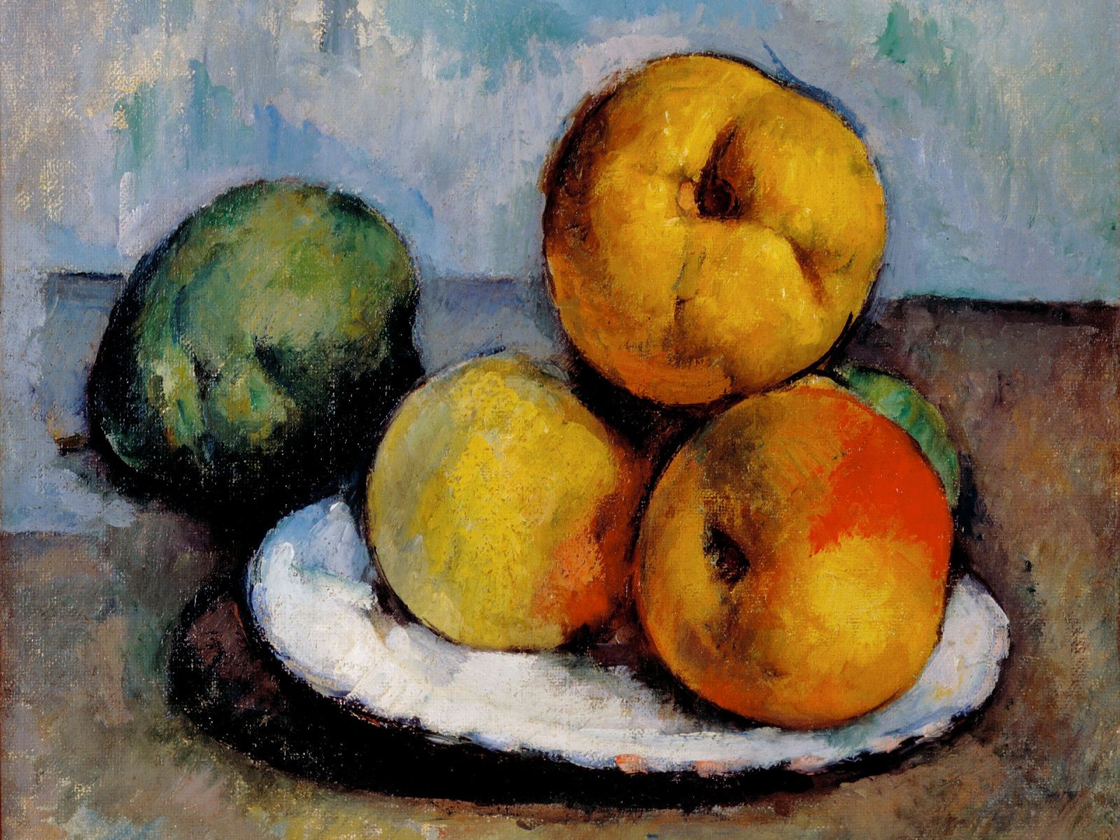 临摹印象派风格绘画,塞尚油画静物