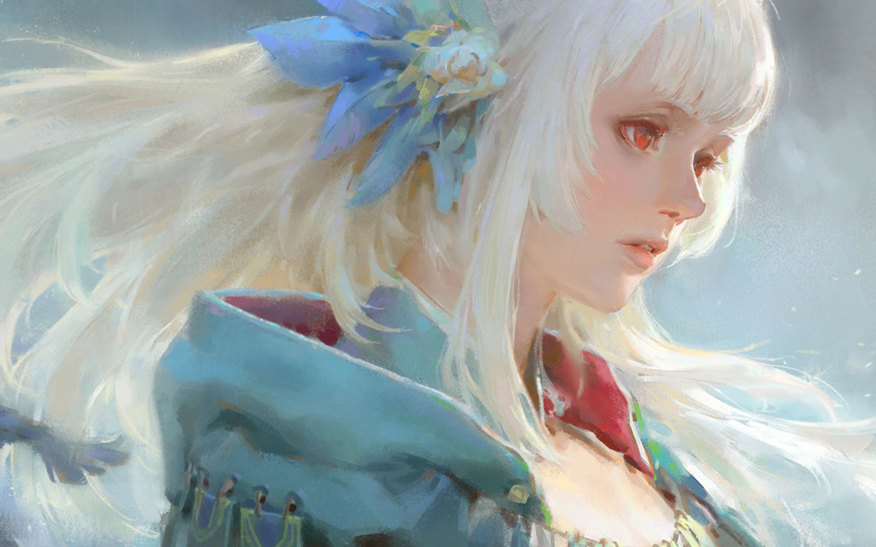 活动  国人人物插画师krenz的一组厚涂风格的二次元少女插画,把高级灰