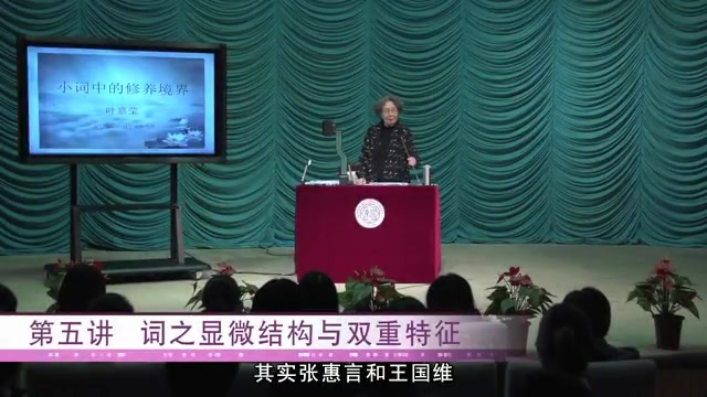 [图]叶嘉莹：小词中的修养境界 05词之显微结构与双重特征