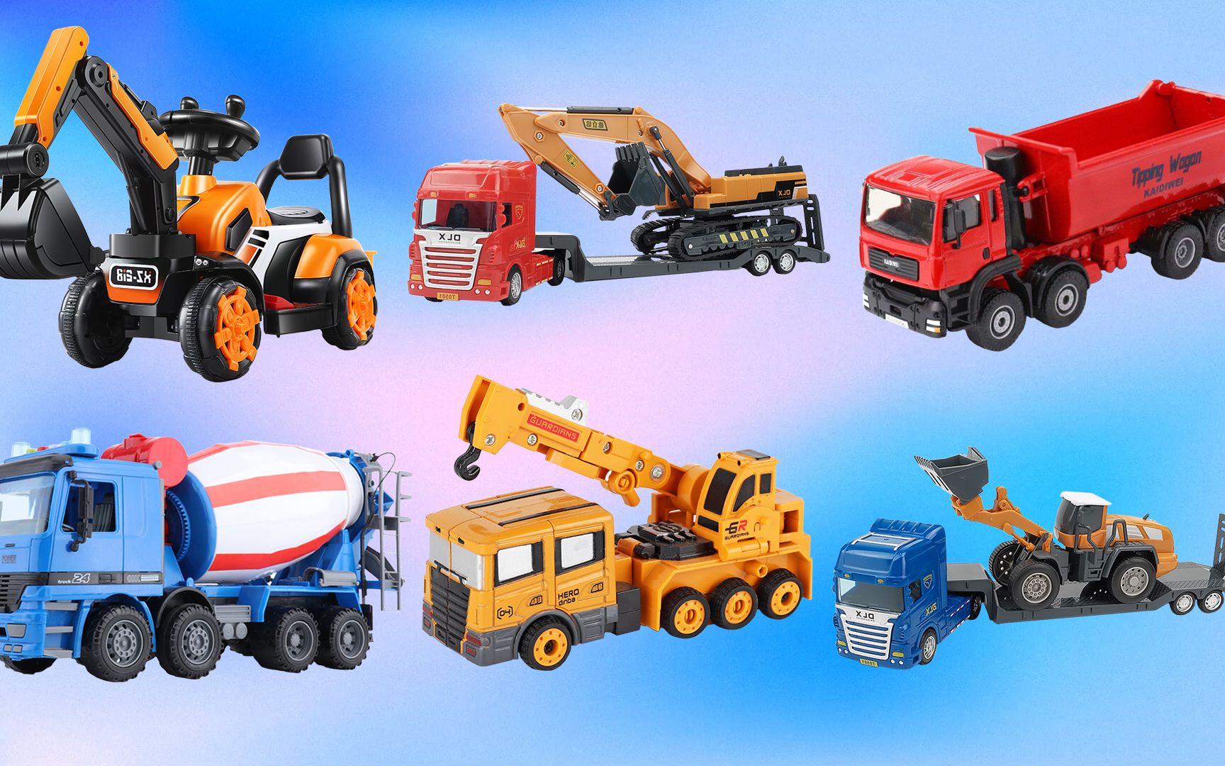 学习认识挖掘机运输车运土车 搅拌车吊车等工程车