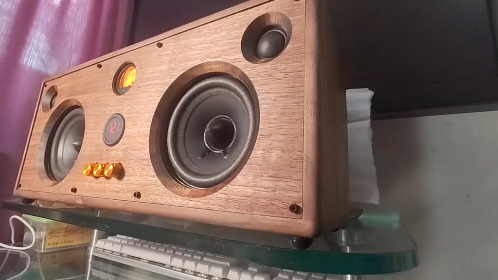 diy手工蓝牙5.0 jbl 4寸二分频后导向式黑胡桃实木蓝牙音箱