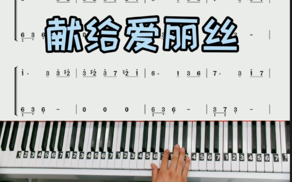 钢琴教学 献给爱丽丝 钢琴简谱改编简单版来咯三连有全谱哔哩哔哩bilibili