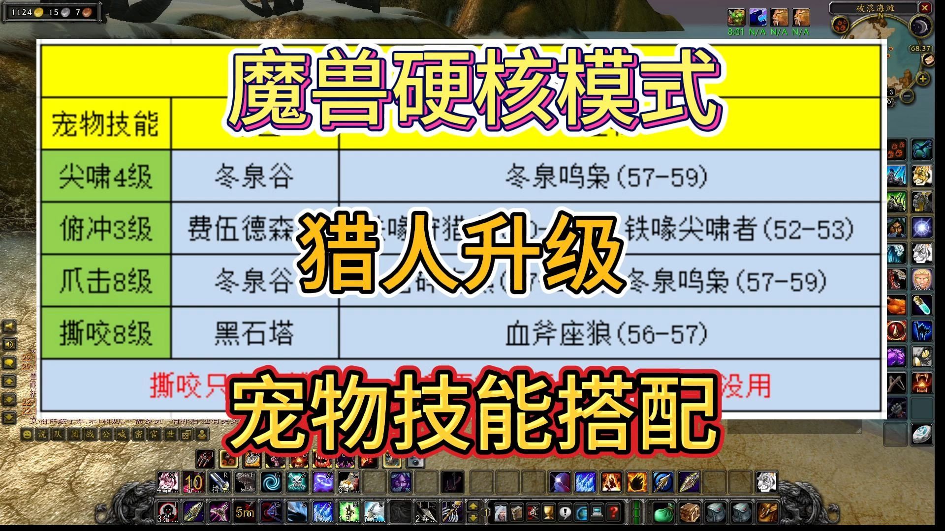 魔兽硬核模式 猎人升级 宠物技能搭配推荐网络游戏热门视频