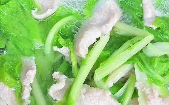 今天就吃個小白菜肉片湯