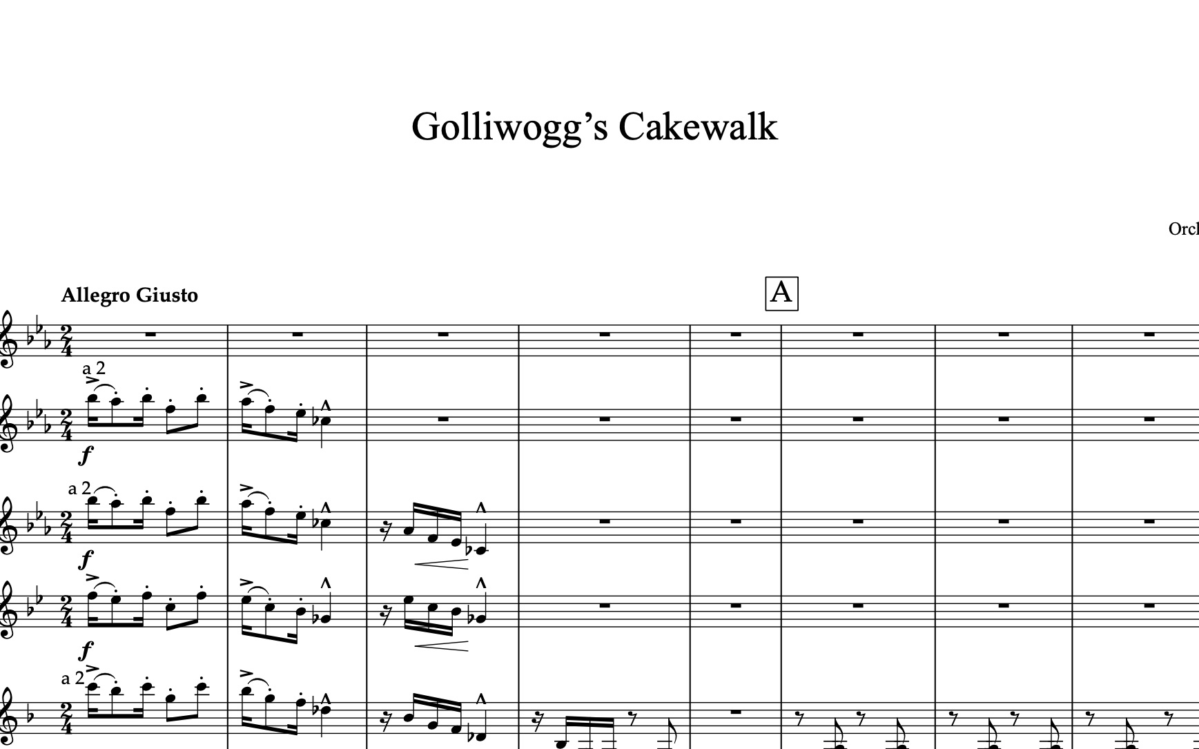 [图]【配器】木偶的步态舞 Golliwogg's Cakewalk 管弦乐配器版总谱