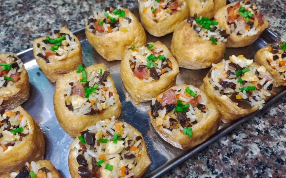 两广人最爱吃的油豆腐酿糯米,简单又好吃,我家孩子百吃不腻