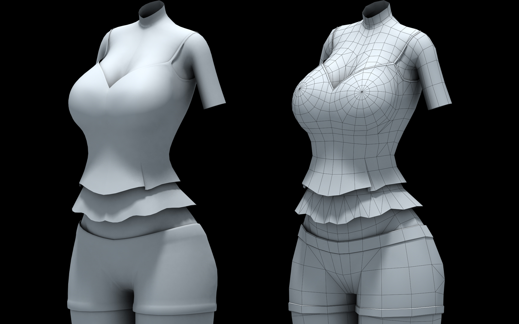【3d】福利!3dmax大胸女人体模型布线 女性人物角色模型制作教程!