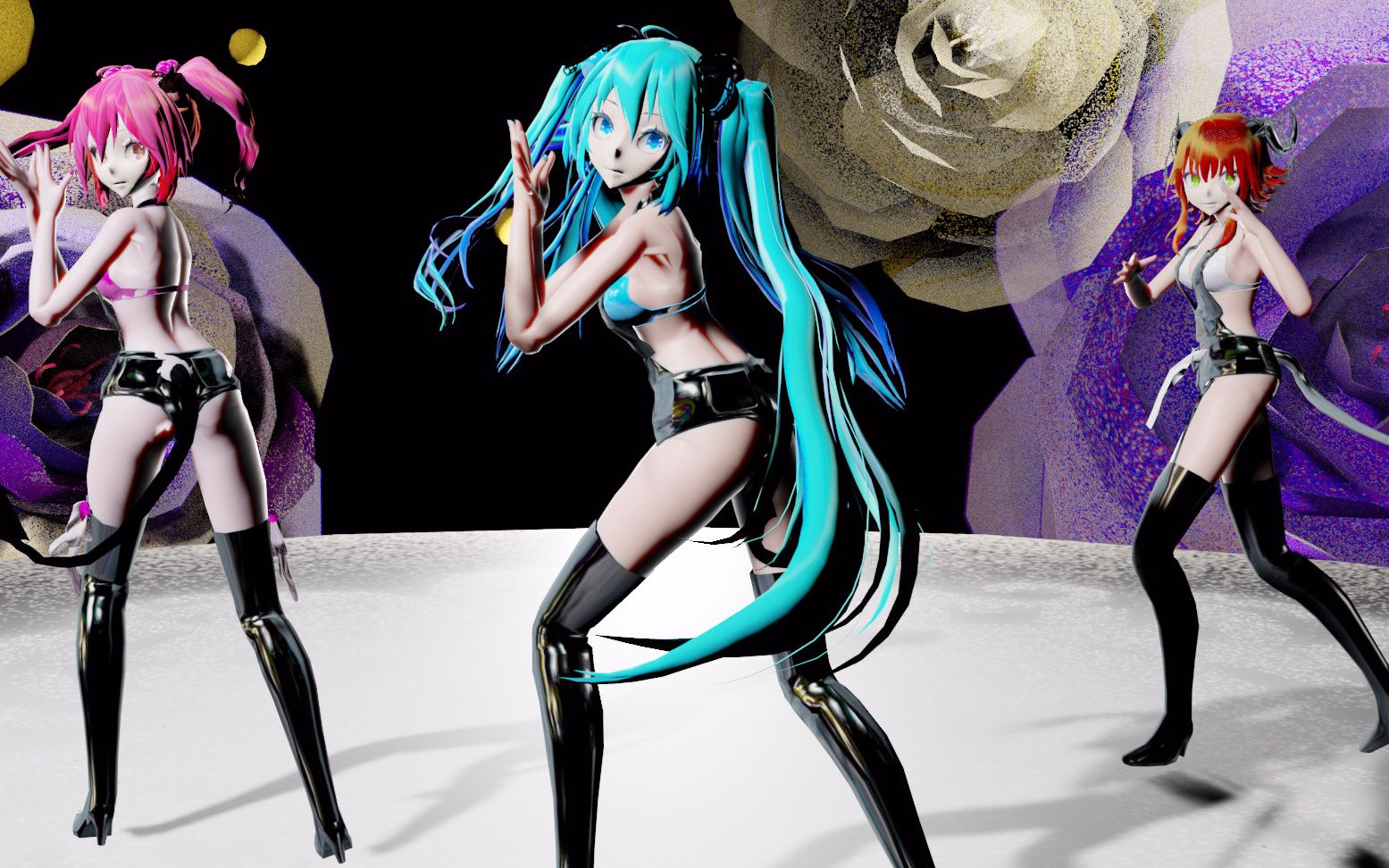 mmd miku&teto&gumi·小恶魔们的虎視眈