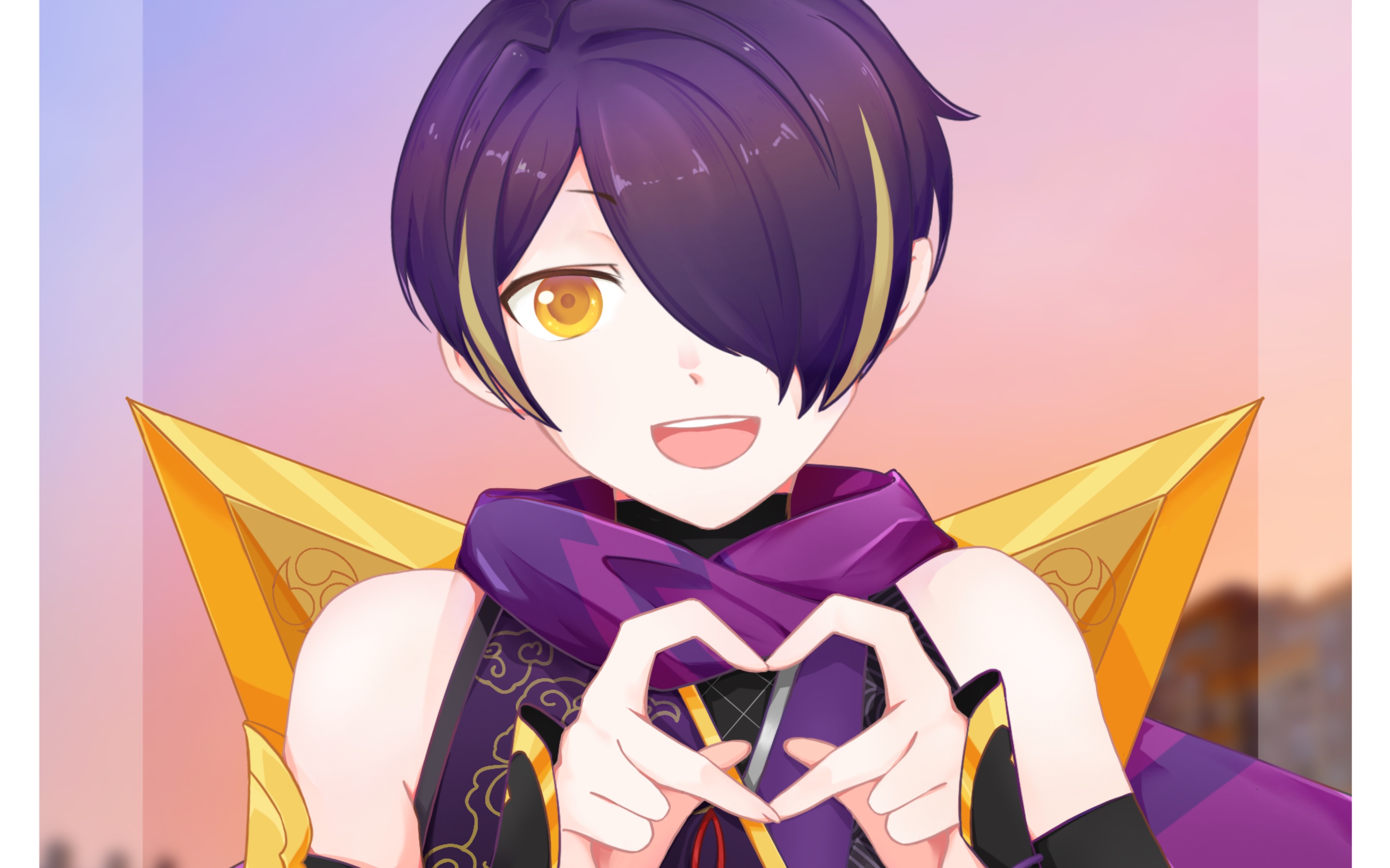 绘画过程谁能拒绝可爱的小男孩冲你比心呢