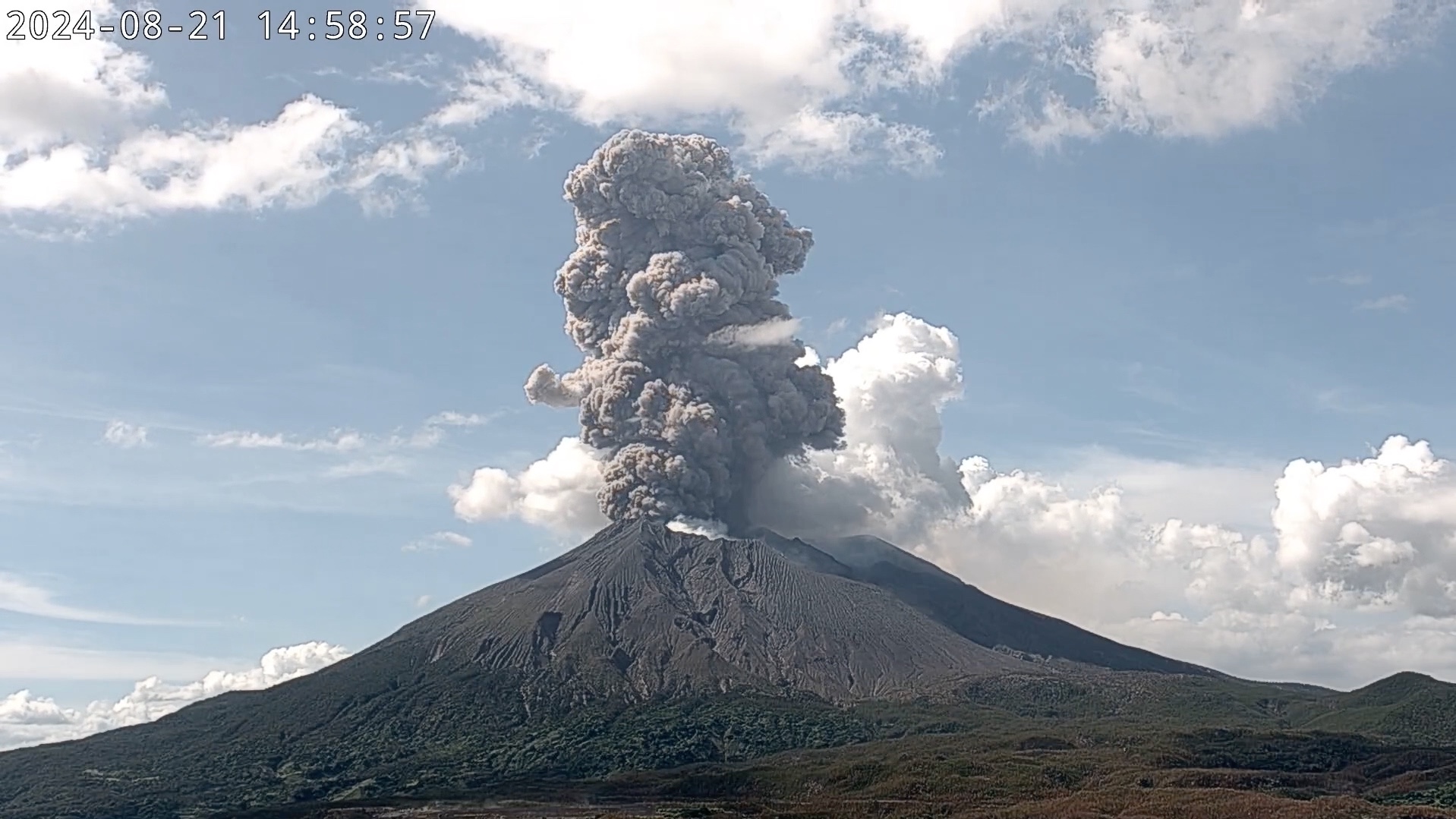 日本樱岛火山喷发图片