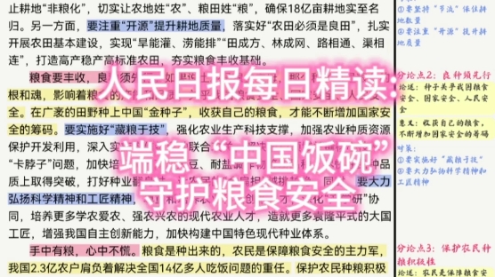 人民日报每日精读:端稳“中国饭碗” 守护粮食安全哔哩哔哩bilibili