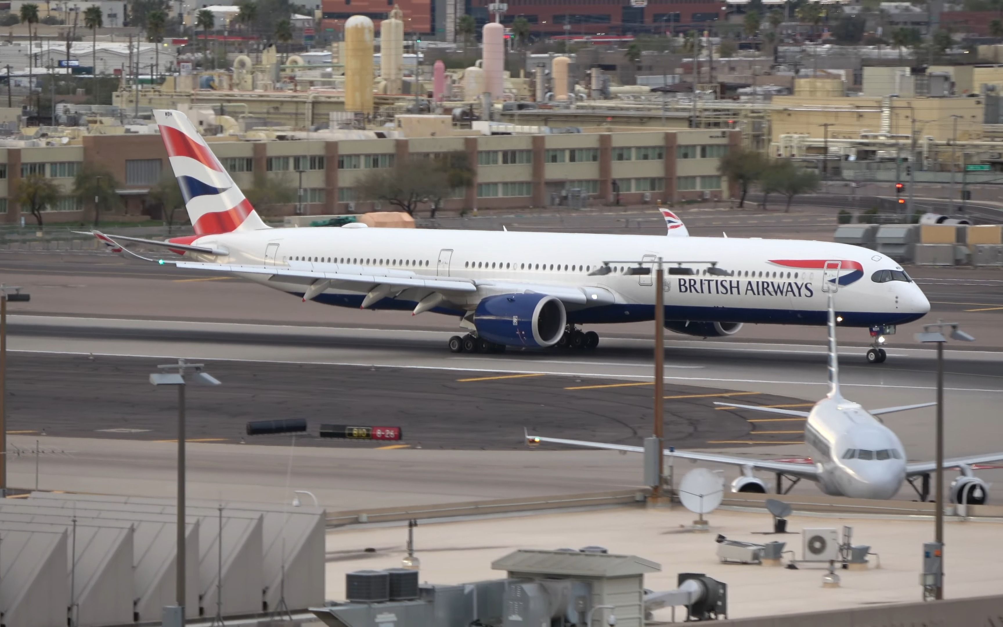 英国航空公司 a350-1000 着陆和滑行 | phx