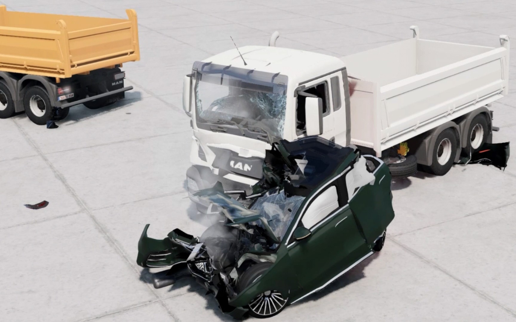 大货车追尾小轿车事故模拟