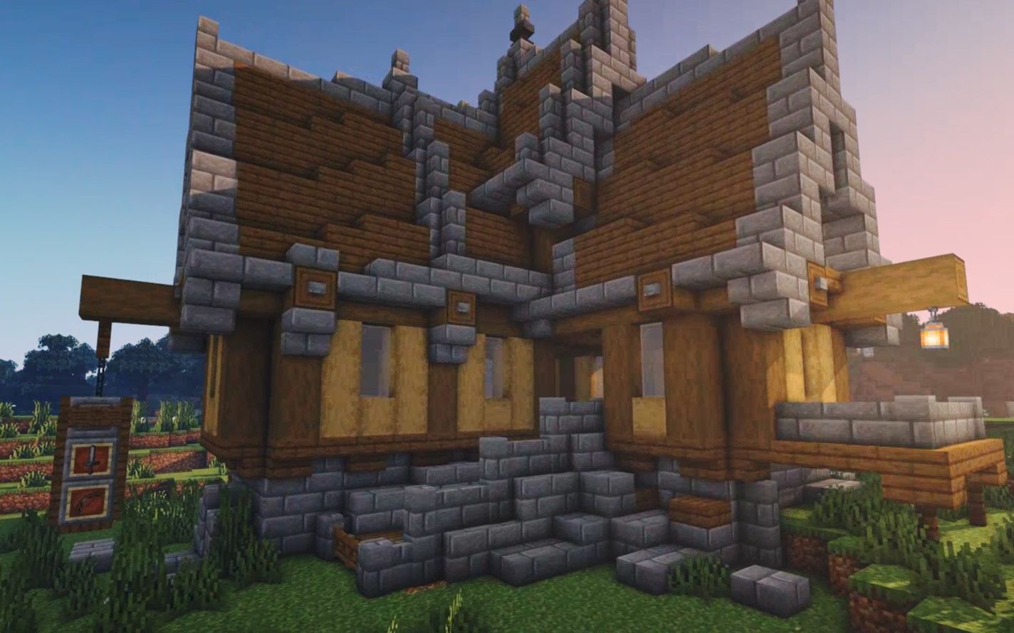 minecraft建筑教学造一个温馨的中世纪建筑