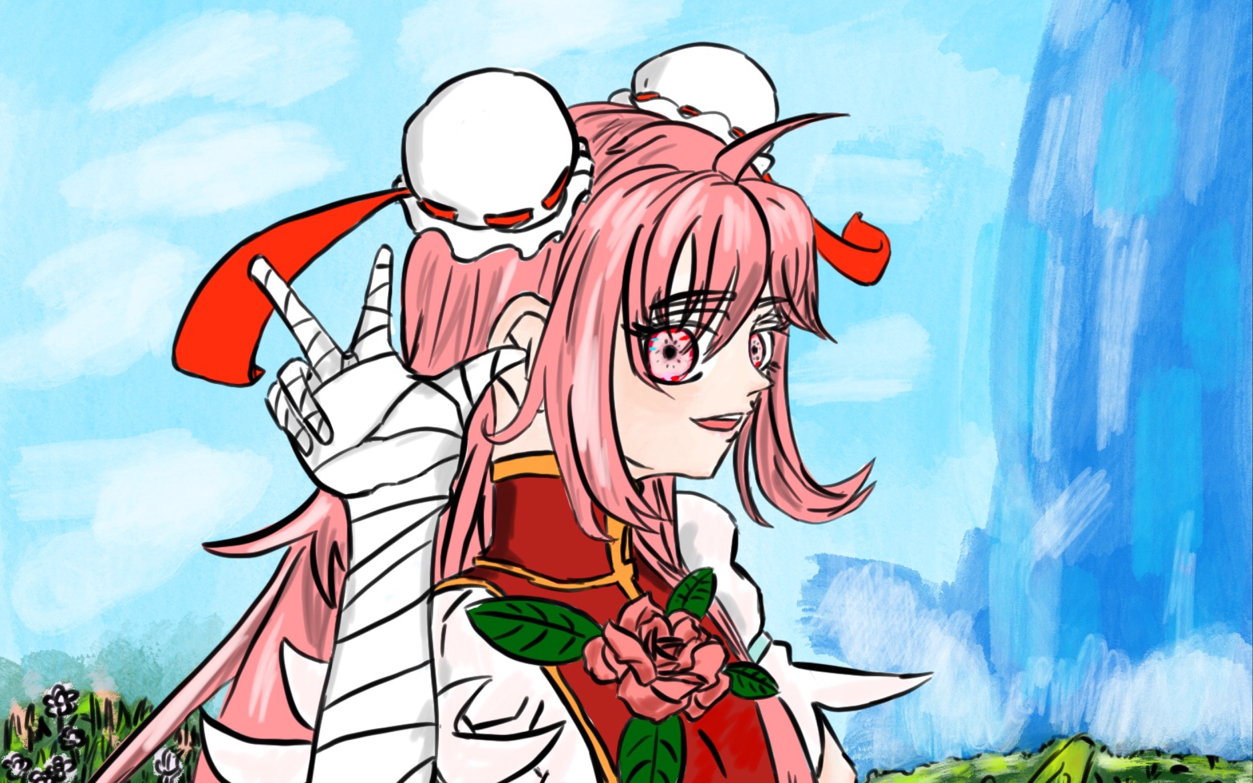 东方(绘画过程)茨木华扇