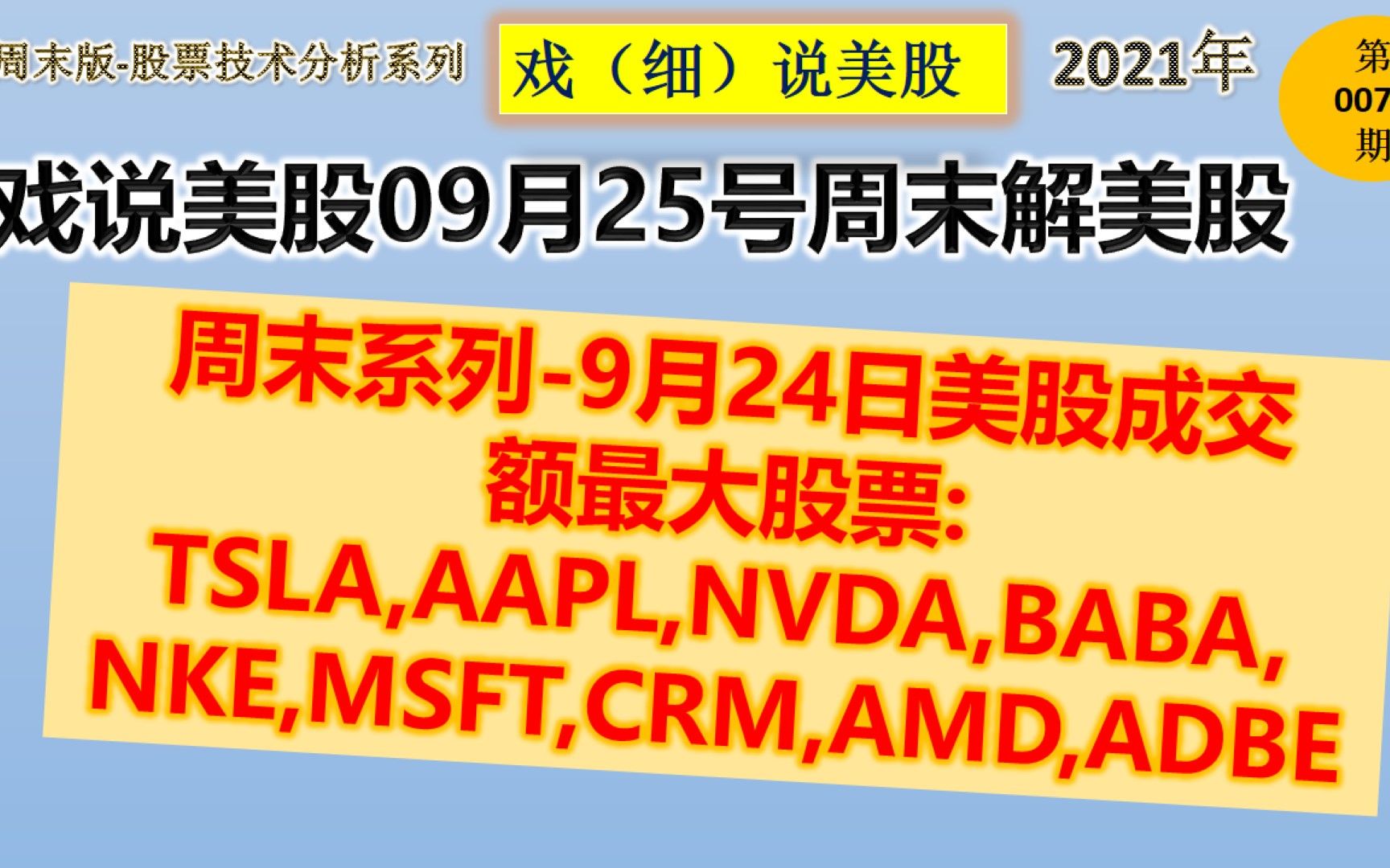 戏说美股9月25号周末:9月24日美股成交额最大股票:TSLA,AAPL,NVDA,BABA,NKE,MSFT,CRM,AMD,ADBE哔哩哔哩bilibili