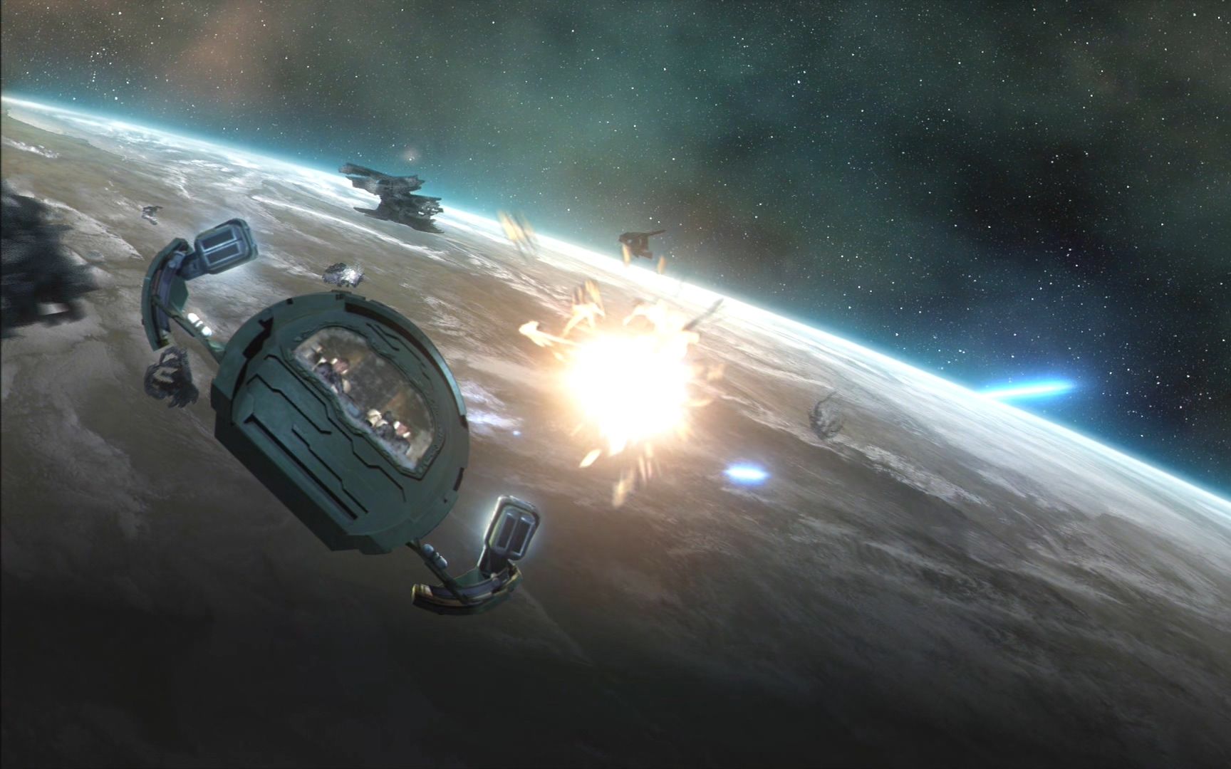 星际之门 未知行星上的星际ancient前哨基地开火攻击轨道上的飞船