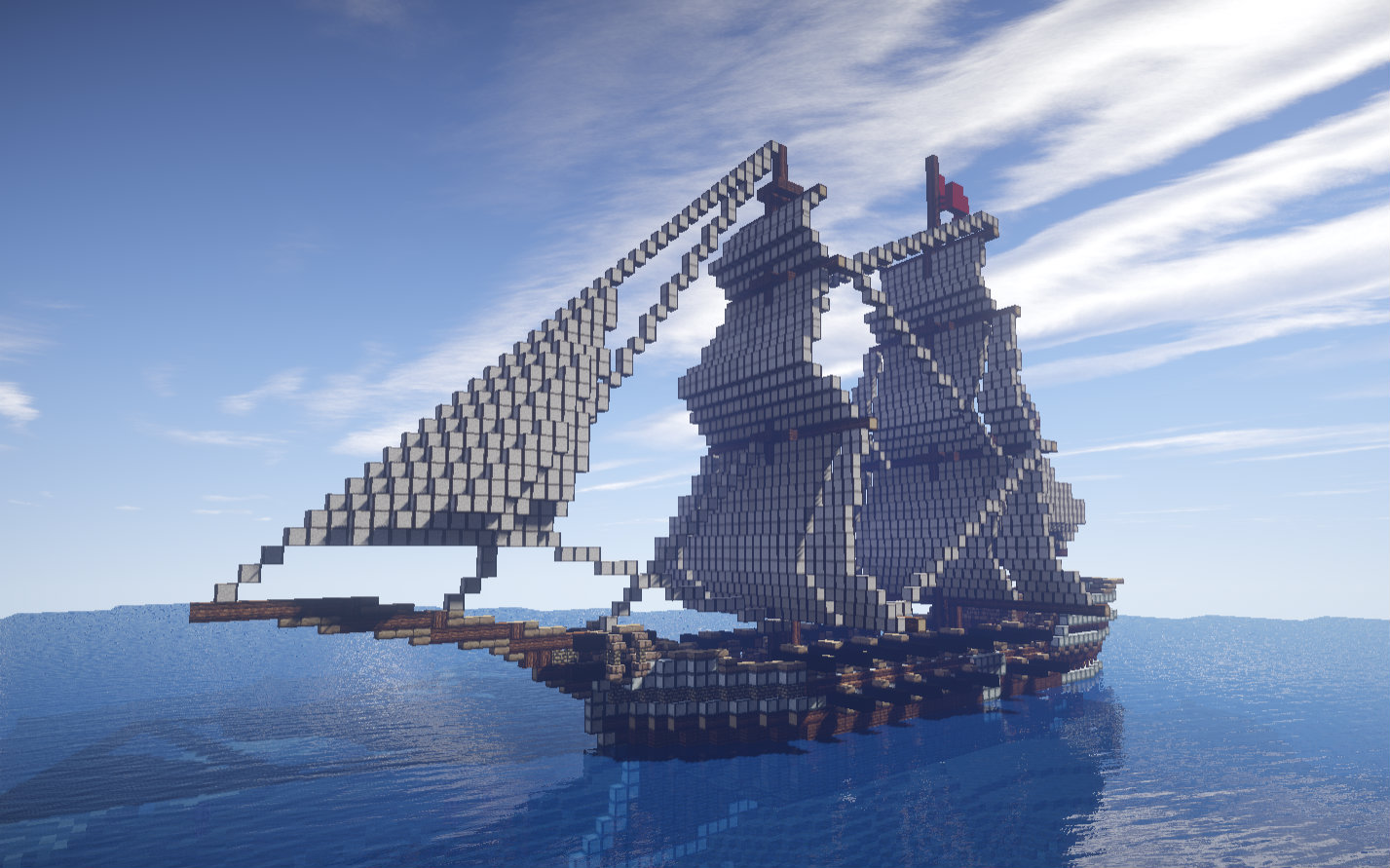 我的世界中型二双桅杆帆船建造3最后一章