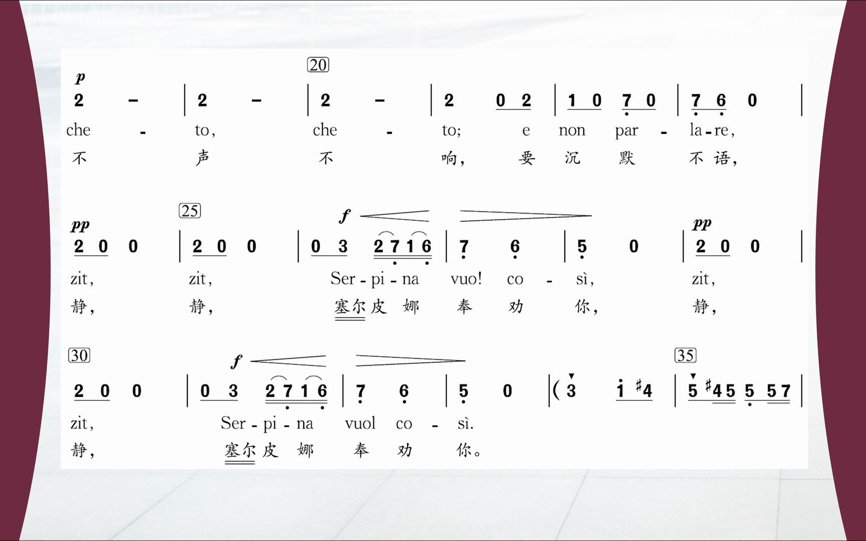 佩尔戈莱西 你发火,就爱生气 主旋律简谱 stizzoso, mio stizzoso 跟