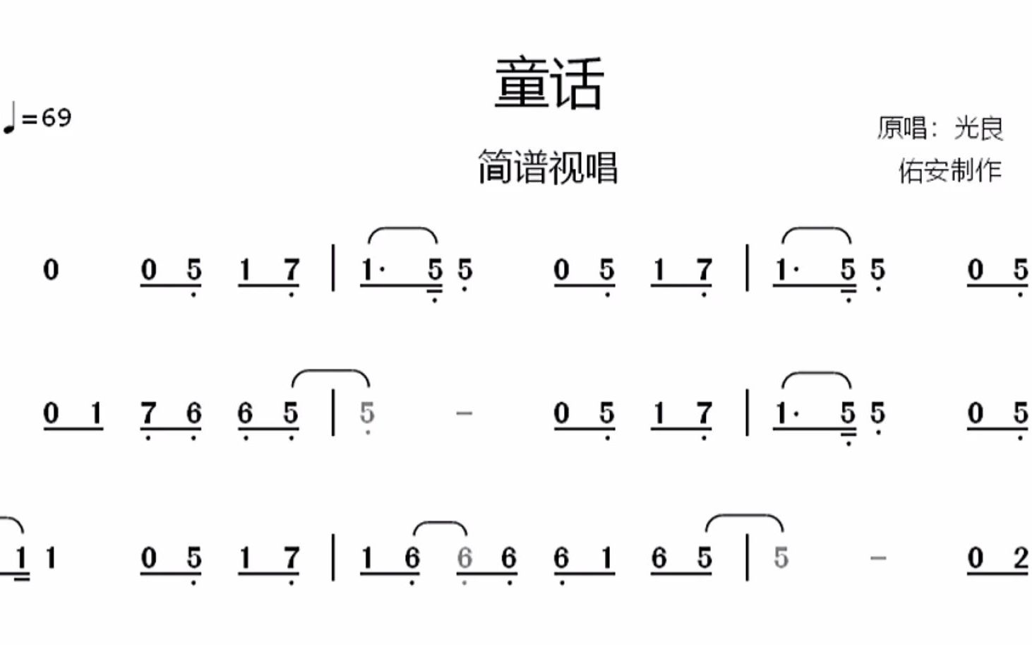 光良《童话》简谱视唱,你在ktv唱过这首歌吗?哔哩哔哩bilibili