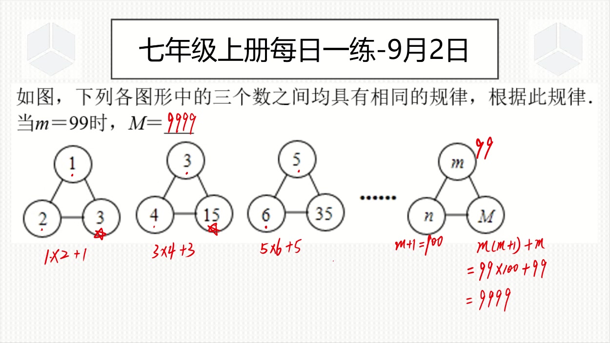 七年级上册每日一练9月2日数字找规律题,数感不强的人做不对哔哩哔哩bilibili